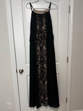 City Chic Black and Nude Lace-Panel Maxi Dress